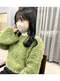*オリーブグレー濃いめ 地毛風カラー 小顔バング 三宮美容室