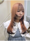 オレンジ&ブラウンの裾カラー
