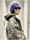 ミニボブ/ワイドバング/インナーカラー 紫×黒