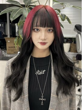 ヴァイス 渋谷店(VAICE) レッドとブラックのルーツカラー/エクステ/推しカラー