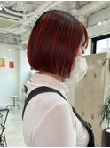 下北沢タッセルボブデザインカラー切りっぱなしボブミディアム◆