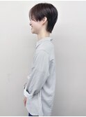 *センターパートハンサムショート丸みショート前下がりショート