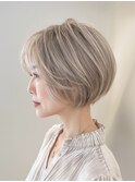ハイライトグレージュショート