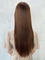 アルバム 銀座(ALBUM GINZA)&nbsp;おくれ毛前髪カットオリーブベージュ韓国ヘアロング_ba559541