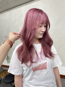 ニコ トウキョウ 渋谷(nico TOKYO) ダブルカラーチェリーレッドピンクブラウン韓国レイヤーロング