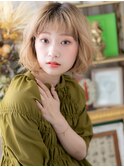 外国人風ハイトーンカラー小顔ハッシュボブc8大宮10代20代30代