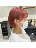 ハイトーンピンクカラー☆外国人風マッシュショートスタイル♪