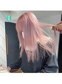 くびれヘアアプリコットオレンジ夏ハイライトカラー
