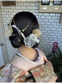 ツインヘア　タイト　成人式ヘア　振袖　着付け
