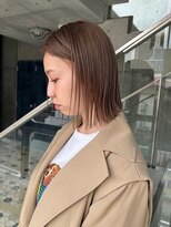 ヲタク(wotaku.)&nbsp;グレージュカラー切りっぱなしボブオリーブベージュダブルカラー