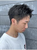 メンズスパイキーショートツイストスパイラルパーマツーブロック