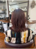 バーガンディーカラー大人可愛いゆるふわウェーブ20代30代40代