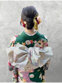 成人式ヘアセット　シンプルまとめ髪