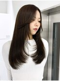 14345黒髪オリーブグレージュ髪質改善ストレート暗髪レイヤー