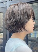 30代40代大人可愛い小顔くせ毛風パーマミニボブパーマ