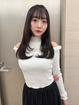 アンジェリカラボ 梅田店(ANGELICA LABO) 韓国風くびれレイヤーカット×グレージュ×透明感ブラウン川又