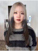ロングブリーチ前髪カットブロンド_F21397