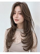 オンク 新宿(onk)&nbsp;黒髪/グレーベージュ/レイヤーロング/前髪パーマ[新宿駅]