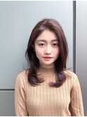 大人可愛いワンカールセミロング チョコレート 透明感カラー