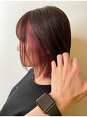 ピンクインナーカラーショートボブ