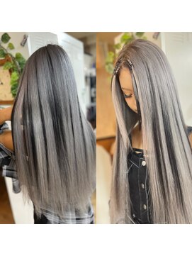 アンク クロス 関内店 前髪編み込み、プラチナシルバーローライト、80枚