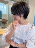 ショート×ハイライト白髪ぼかし×マチルダボブ[心斎橋]