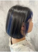 ショートボブ/ニュアンスカラー/センターパート/ブルージュ