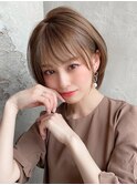 耳かけショートボブ似合わせカット30代40代チェリーブラウン