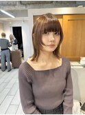 顔周りカット　ダブルカラー　ブラウン　ブリーチ無し