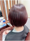 髪質改善 ショートボブ艶髪 まとまり赤茶カラー くびれショート