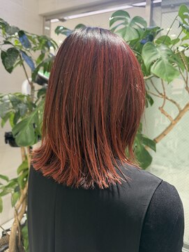 ピークアブー アヴェダ ギンザシックス(PEEK-A-BOO AVEDA GINZASIX) テラコッタレッド/外ハネミディアム/くびれレイヤー/大人ミディ