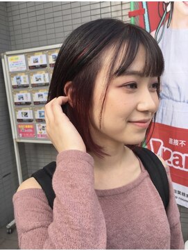 アッシュ 川崎店(Ash) インナーカラー　チェリーレッド　ブリーチあり
