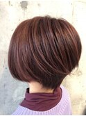 ショート丸みボブブロッサムカラー30代40代50代