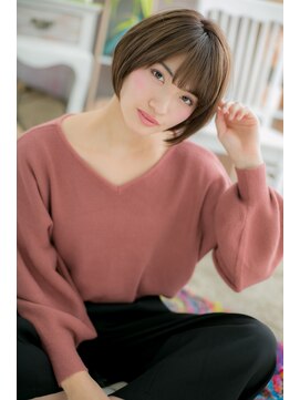 ミック ヘアアンドビューティー 大山店(miq  Hair&Beauty) ナチュラルモードマロンベージュ前下がりフレンチボブc1