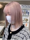 ba367_2wayバングオン眉ショートミルクティーピンクボブウルフ