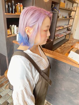 ベランダ(veranda) ボブ・ホワイトラベンダー＋裾カラー