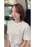 ミディアム　ボブ　前髪長め　顔周り　ブラウン　原宿　表参道