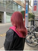 黒髪/グレーベージュ/レイヤーロング/前髪パーマ