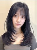 韓国風/レイヤー/小顔/前髪カット/髪質改善/グレージュ/透明感