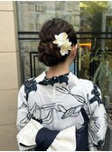 白×ネイビー浴衣/大人っぽいアレンジ/吉祥寺/石川ひな