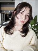 ミディアムロング顔周りレイヤーおくれ毛前髪万代新潟