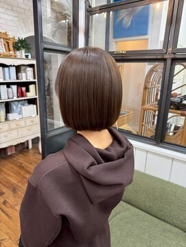 ユイマァル 倉敷店(YUIMARL) ツヤ髪ボブ20代30代40代ブリーチなしオリーブベージュ