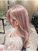 ホワイトピンクベージュ×ケアブリーチ透明感ハイトーン