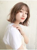 シースルーバング   切りっぱなしボブ ゆるふわウェーブ！