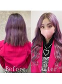 ラベンダーピンク#シールエクステ#ラフウェーブ#逆三角#小倉