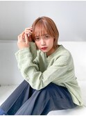 ブリーチなしダブルイルミナカラーxくびれ外はねボブ
