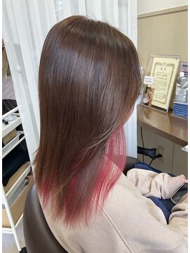 コアフィールフィス(COIFFURE fils) 【見附　今町】インナーカラー　イヤリングカラー　ピンクレッド