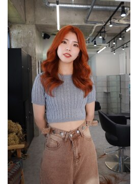 スラップス(SLAPS.) オレンジ　ロング　韓国巻き