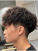 波巻きパーマメンズパーマメンズヘアツーブロックツイストパーマ