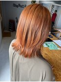 ブリーチ無しオレンジカラー/髪質改善トリートメント/福井/鯖江